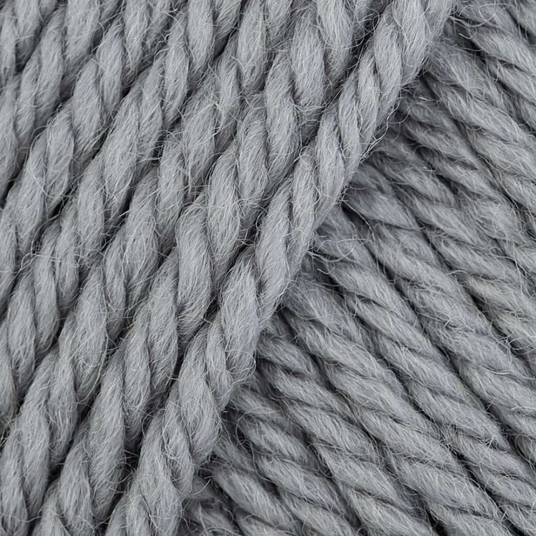 Close-up picture of grey debbie bliss cashmerino aran yarn.