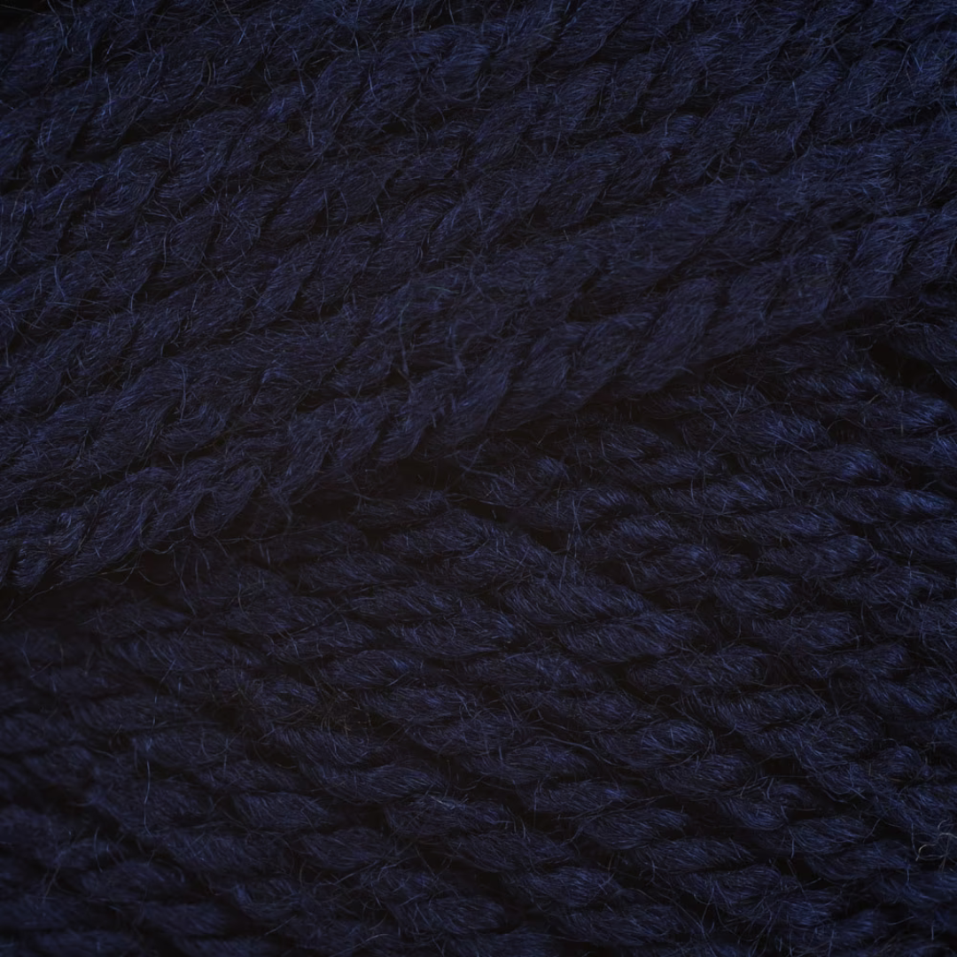Close-up picture of Stylecraft Special DK yarn in shade Midnight. It is a navy blue color.