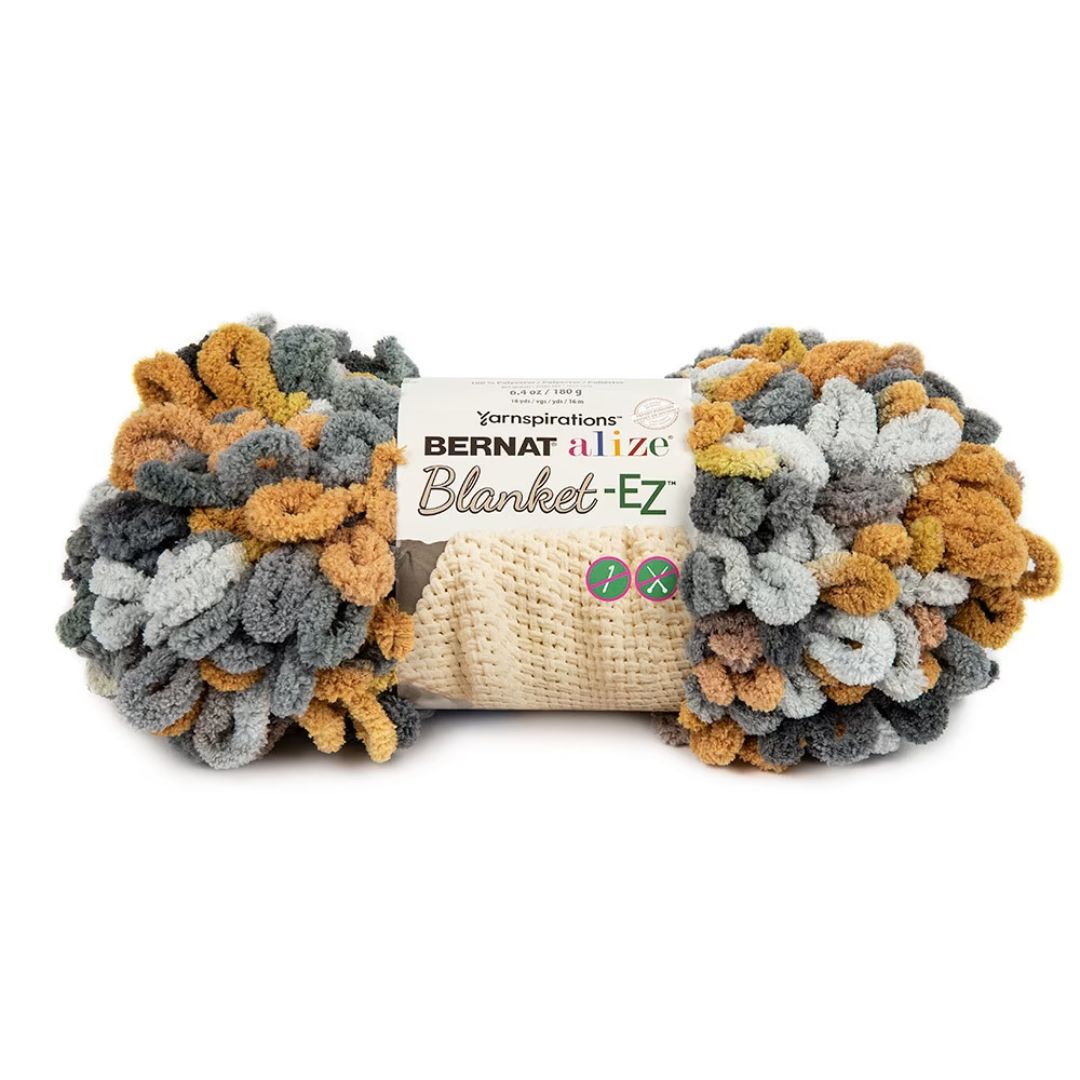 A skein of variegated yarn with lots of loops.