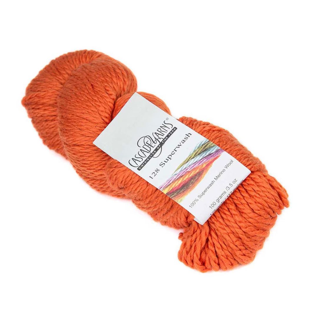 A hank of orange yarn.