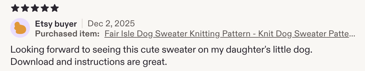Etsy review saying the download and instructions are great