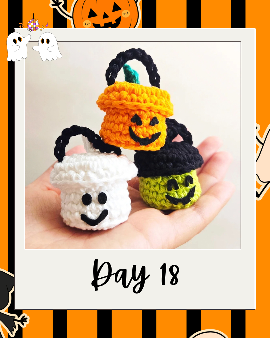 Day 18 Haunted Yarn Ball pattern revealer card.