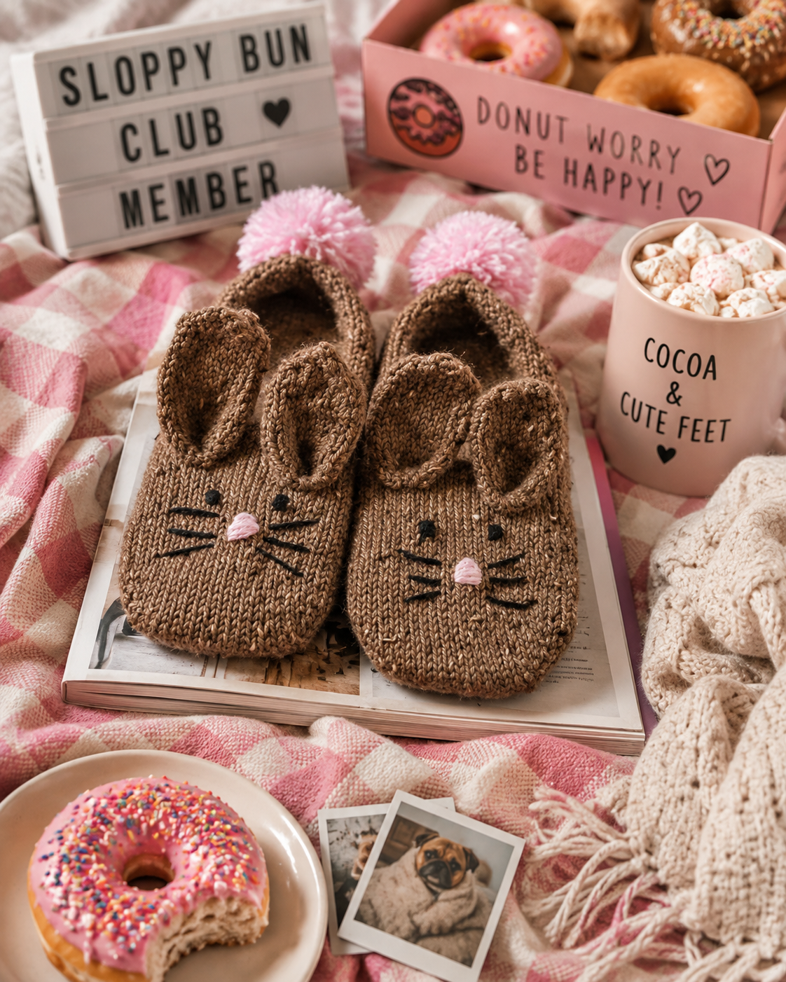 Bunny Love Slippers knitting pattern