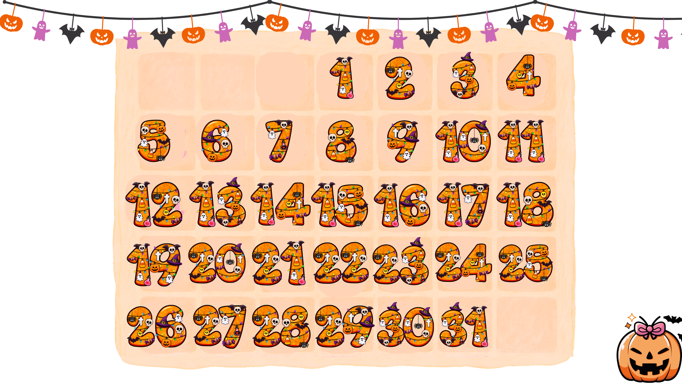 October 2026 Haunted Yarn Ball calendar with 31 days of spooky makes.